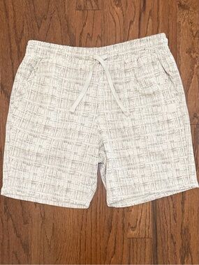 Saints Studio Men's Cream Gray Brown Textured Lounge Shorts size Large